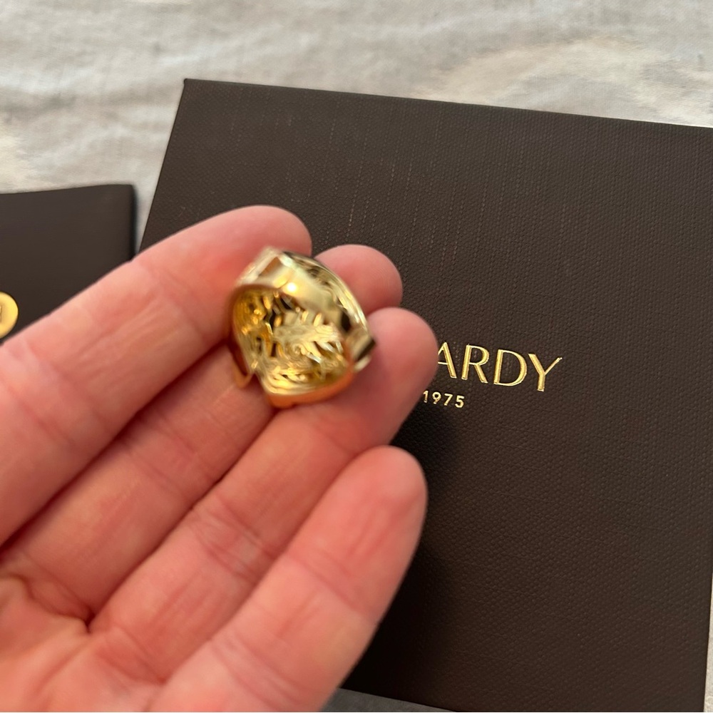 Authentic John Hardy solid 18K gold saddle ring grey white diamonds size 7 NIB! - Picture 12 of 15